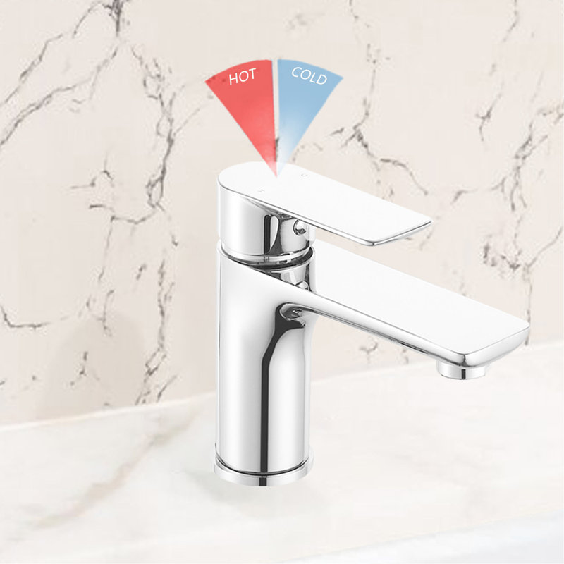 Robinet de salle de bain - Fabrication en laiton massif, poignée simple, sans éclaboussures, chaud / froid - robinet de lavabo en laiton, faible bruit, chaud et froid