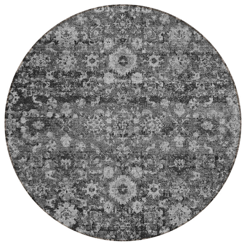 Tapis rond gris anthracite 8 po