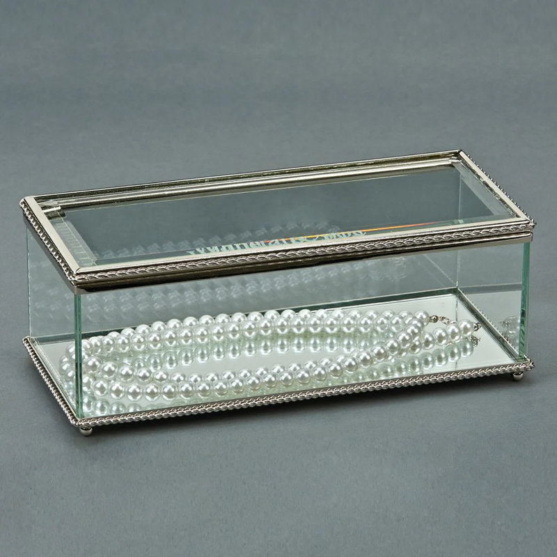 Boîte à bijoux à charnière rectangulaire