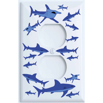 Shark Attack Outlet Switch Plates Covers/Sharks Childrens Nursery Wall Decor (Outlet/GFCI Cover)
