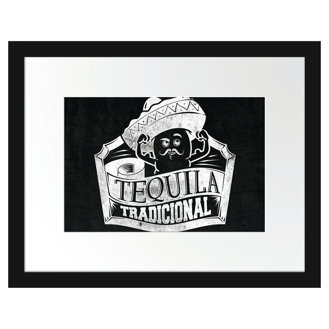 Gerahmtes Poster Tequila Tradicional Black