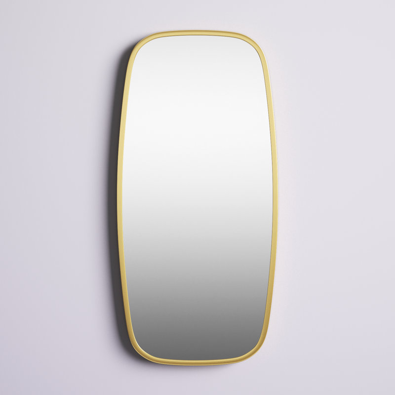 Rochester Metal Flat Wall Mirror, Gold, 31" x 15"