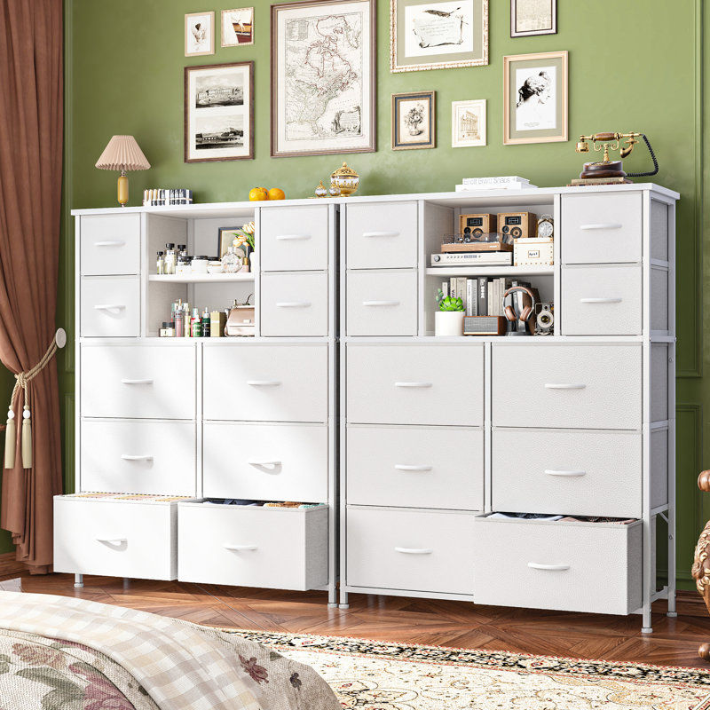 Commode haute moderne à grande capacité avec tablettes pour une organisation polyvalente, Blanc