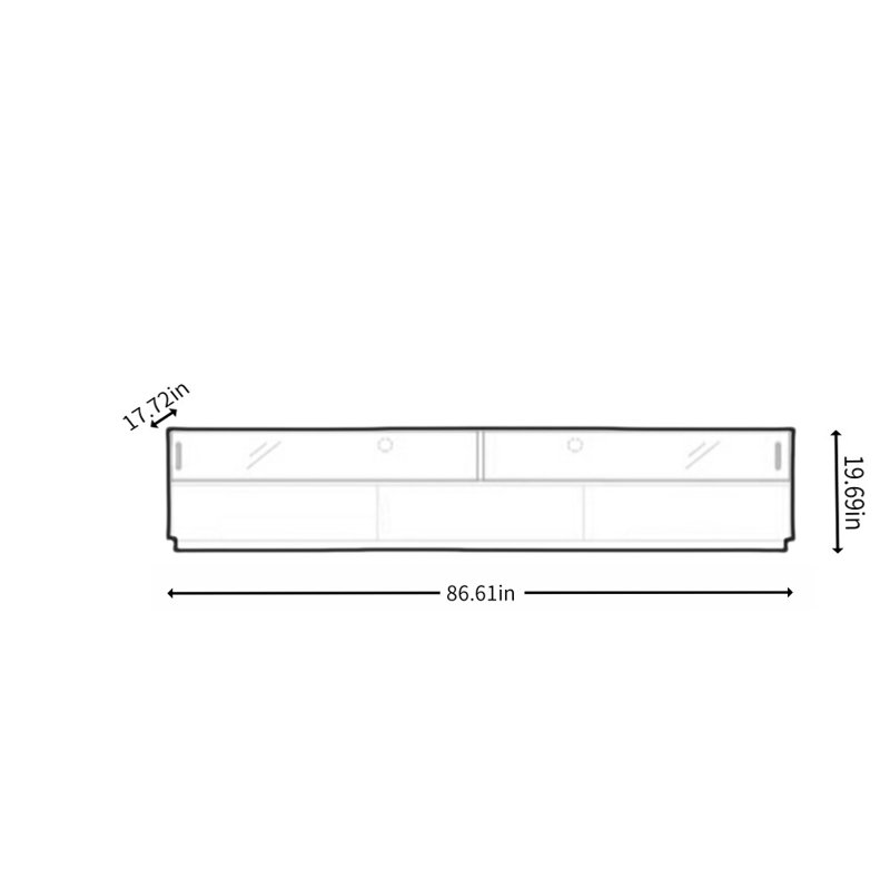 Ce meuble télé comprend 3 zones de rangement, H 19,69 po x L 86,61 po x l 17,72 po