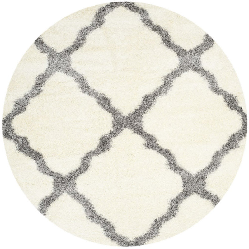 Bertl Shag Performance Geometric Rug, Round 6'7"
