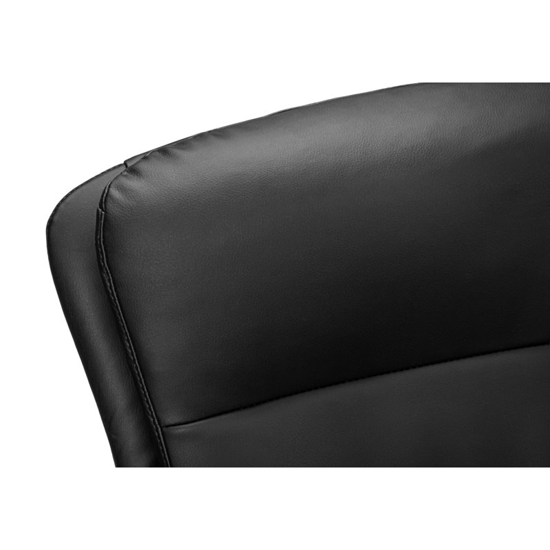 Chaise de bureau, pivotante, hauteur réglable, accoudoirs, ergonomique, travail, aspect cuir noir, métal chromé, contemporaine, moderne