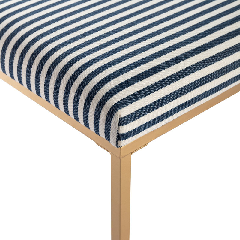 Modern Rectangular Ottoman Footstool With Gold Metal Legs, Upholstered Accent Bench For Bedroom, Living Room