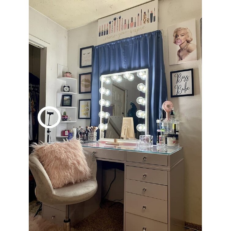 Hollywood Glow XL Vanity Mirror with 12 Clear LED Bulbs Dressing Makeup  Mirror Dual Power Outlets