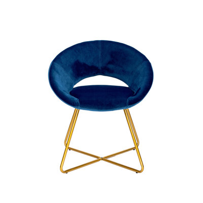 Fauteuil d'appoint en velours Kendleton avec pieds en métal doré