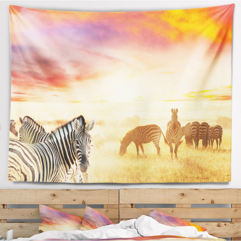 Tapisserie zébrée mignonne animal, H 50 po x l 60 po