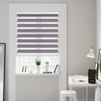 Custom Cordless Zebra Roller Shades – Premium Dual Layer Sheer and Solid Fabric Stripes - Light Filtering and Room Darkening