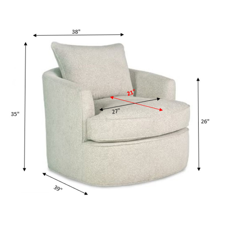 Mills Swivel Barrel Chair, Snowcreek 10 White