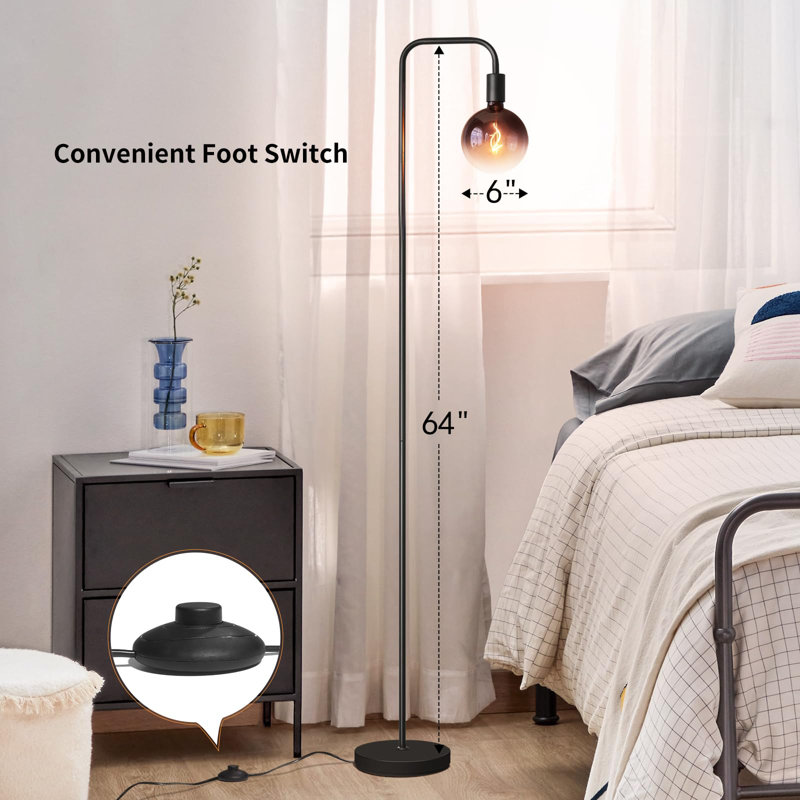 Floor Lamp Minimalist with Modern LED Bulb, Black