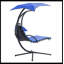 Chaise longue suspendue Laureat avec auvent amovible, balancelle d'extérieur avec coussin intégré, balancelle courbée suspendue pour balancelle au bord de la piscine, hamac avec support -784135139