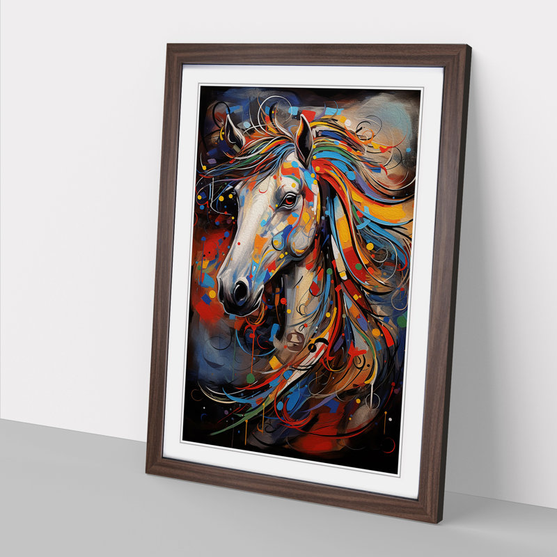 Pony Abstract - Framed Print, Walnut Framed, 34cm H x 25cm W x 2cm D