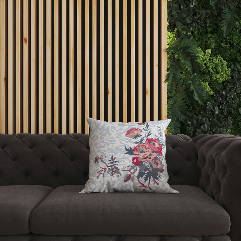 Coussin Opulent Orchid Roses, Bleu/rouge, H 16 po x l 16 po