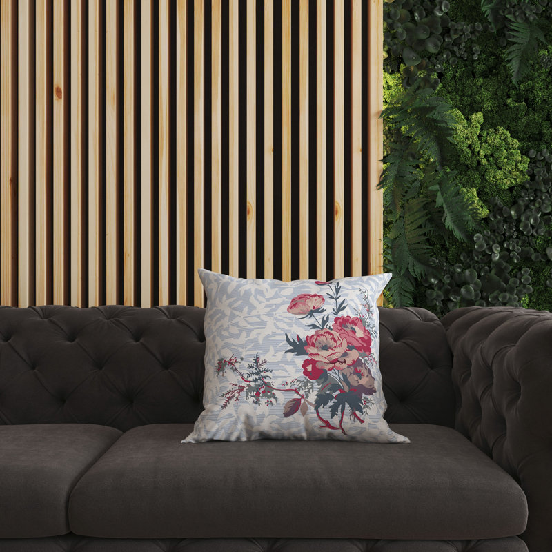 Coussin décoratif opulent Orchid Roses, Bleu/rouge, H 16 po x l 16 po