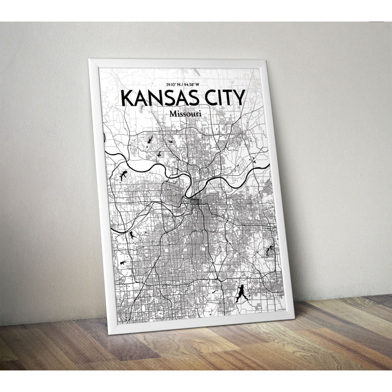 Kansas City Map - No Frame Print, 43cm H x 28cm W x 0.13cm D