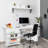 Folding Sewing Table Storage Cabinet Craft Cart with Wheels-White