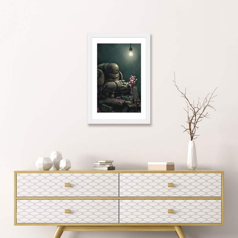«Gortron's Christmas Wish» par Matt Dixon - impression d'art graphique, H 24 po x l 16 po x P 1 po, Papier encadré blanc