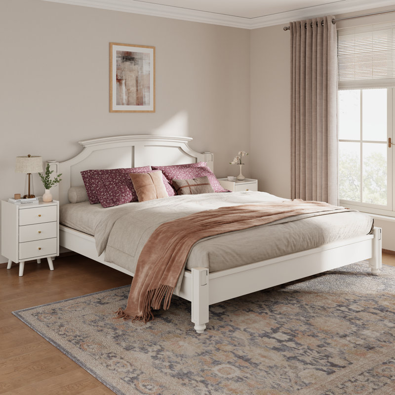 Set Of 2 Solid Wood 3-Drawer Nightstands, White