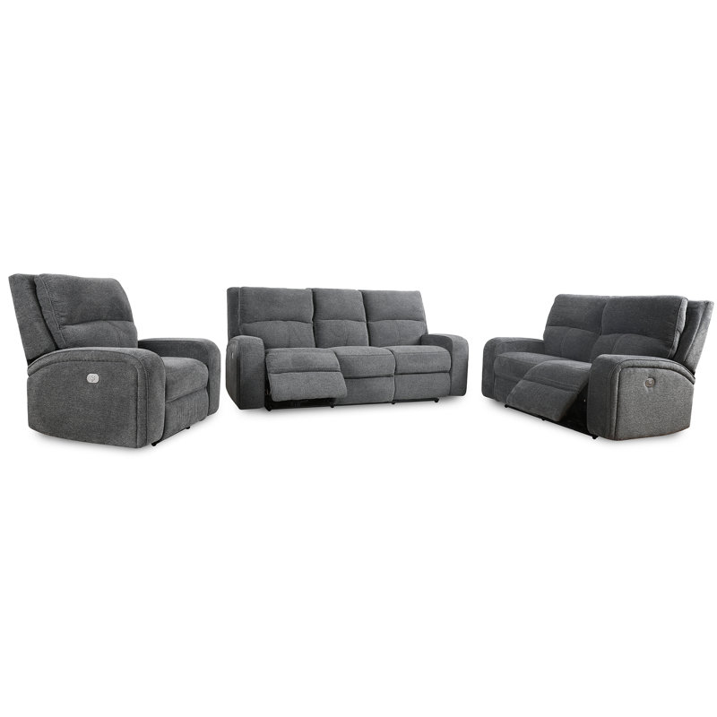 Ensemble de salon inclinable 3 pièces Polla, Gris Bizmark