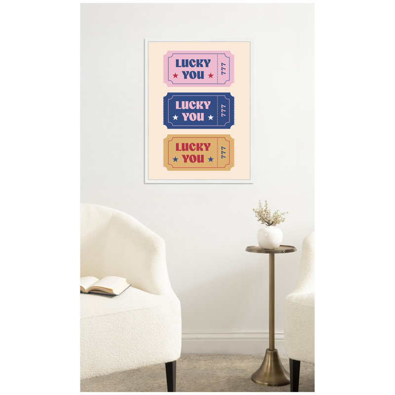 «LuckyYouTicket» par Rachel Lee, 3 oiseaux, reproduction d'art sur toile encadrée