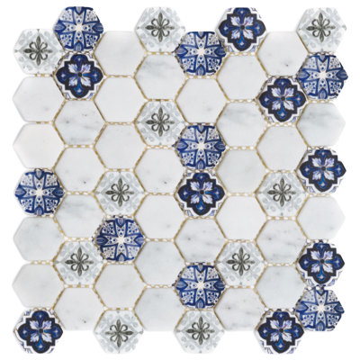 1.5" x 1.5" Glass Honeycomb Mosaic Tile