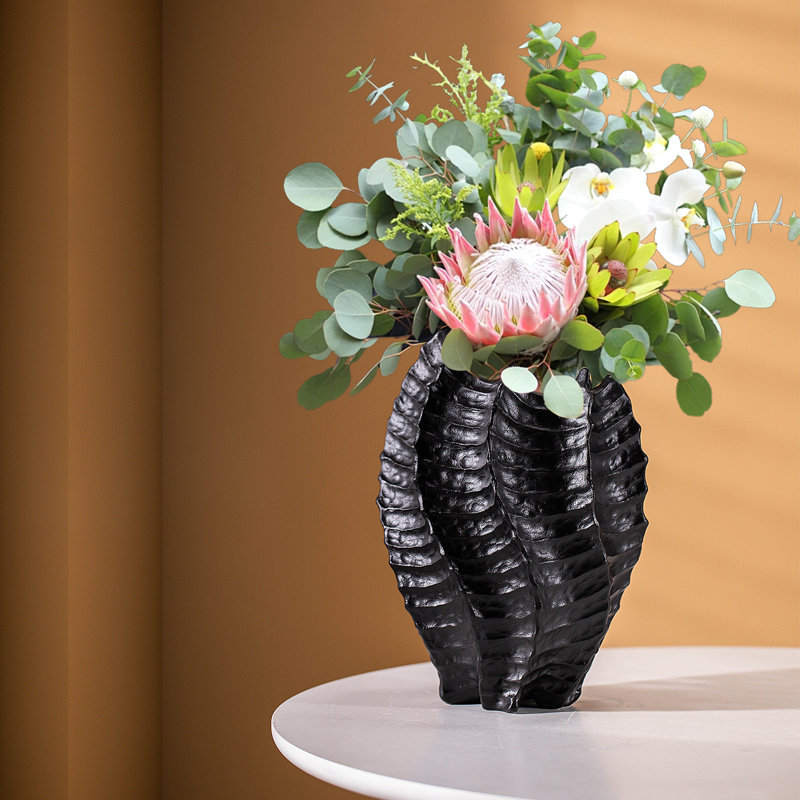 Vase de table en céramique Khusbu, Noir