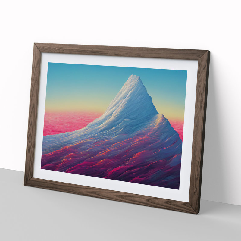 Illuminating Colourful Mountain 1 Piece Single Picture Frame Wall Art, 25cm H x 34cm W x 2cm D, Walnut