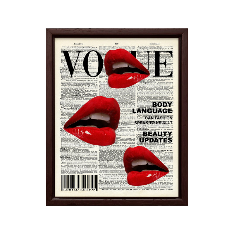 Couverture de magazine de mode No2, Canvas, 11"H x 14"W, Brown Framed
