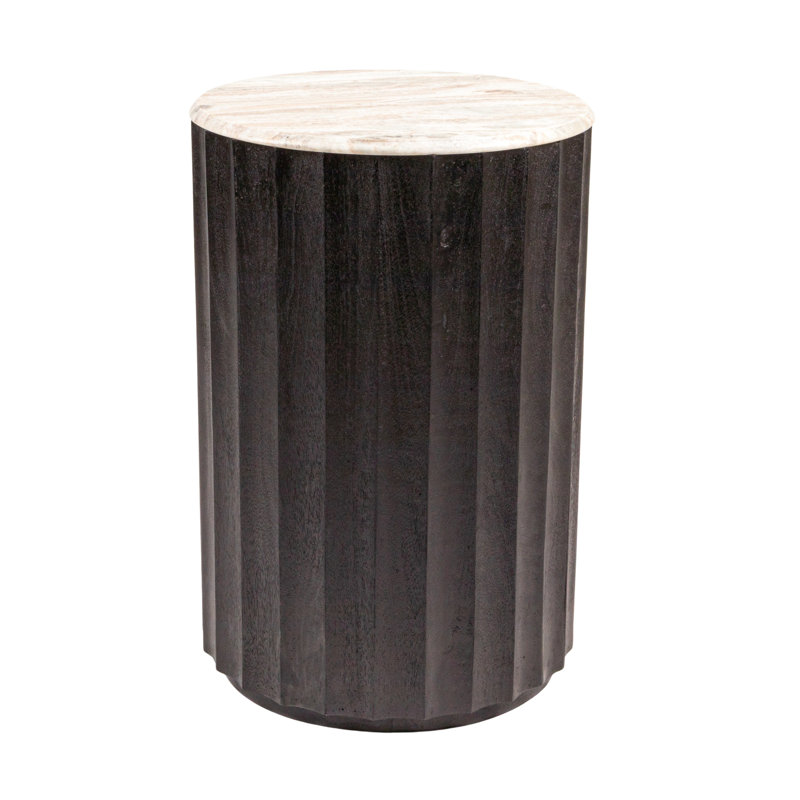 Table d'appoint Luca, Noir/noyer