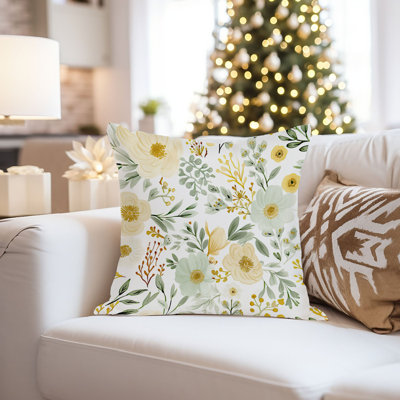 Floral Flower Symphony VIII Cottage Throw Pillow Cover