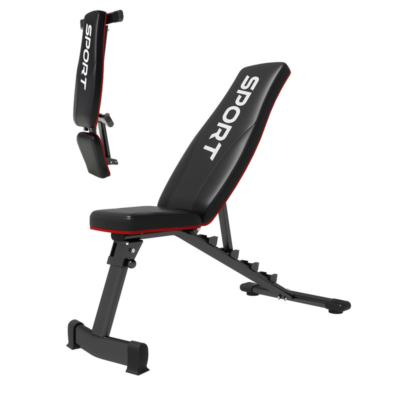 Banc de musculation ajustable pour la gymnastique à domicile, banc d'entraînement pliable avec 5 dossiers, banc inclinable et stable 660LBS pour l'entraînement complet du corps