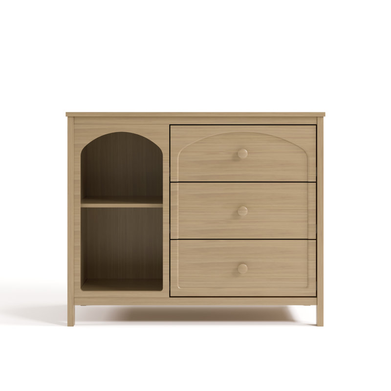 Commode combinée 3 tiroirs Olivia, Bois flotté