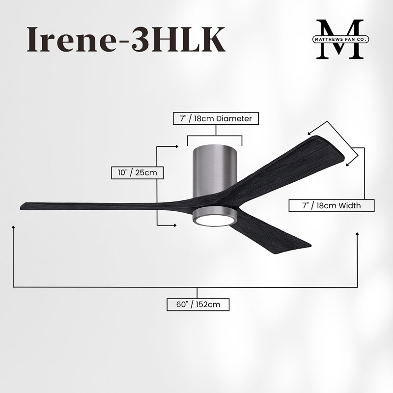 Irene LED Ceiling Fan, Brushed Nickel, Matte Black, 60"