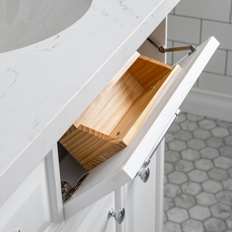 Palace 60'' W Double Vanity, Pure White, Stainless Steel