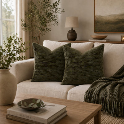 Lot de 2 housses de coussin décoratives Ripley, 56 x 56 cm, vertes