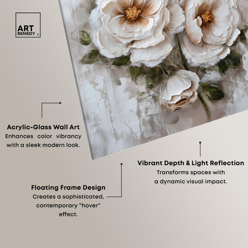 Décoration murale blanche à imprimé acrylique White Mirage II par Art Remedy, H 24 po x l 16 po