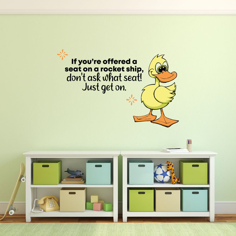 Décalcomanie murale citations de caricature de canard animal, H 12 po x l 20 po x P 0,05 po