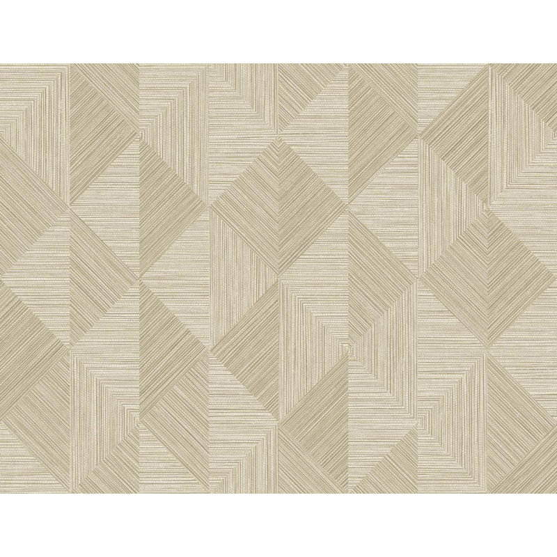 Tasnem Non-Pasted Grass Cloth Geometric Wallpaper Roll, Beige