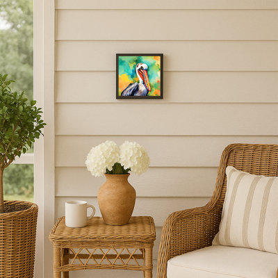 Hippie Animal Pelican Framed Metal Print