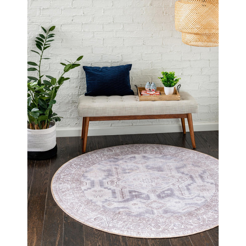 Chenille Geometric Indoor Rug, Round 7'7"