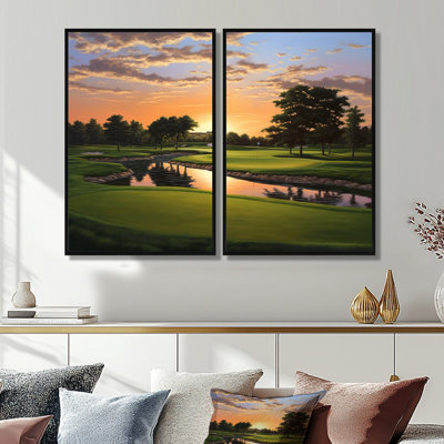 Golf Dawn On The Put II - Sports Golf Wall Art Set Of 2