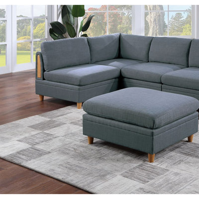 Canapé modulaire Contemporary Living Space: 6 pièces avec tissu en acier, 2 coins, 3 chaises sans accoudoirs, couleur de la pièce, 1 côté