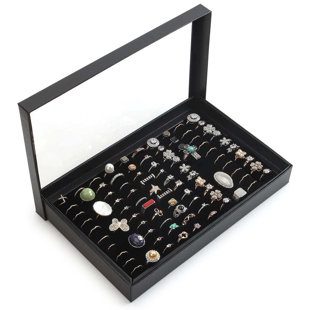Global Phoenix Jewelry Case Organizer 3-layer Lockable Travel Jewelry Box  PU Leather Storage