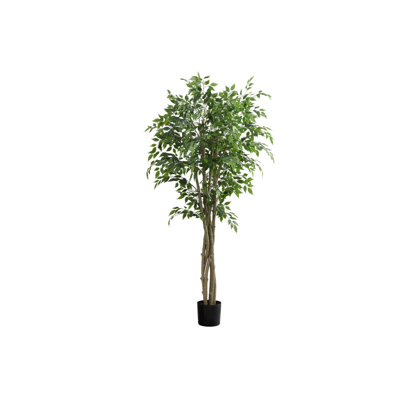 Yuzu Tall Ficus Tree Artificial Silk Plant, 1674 Life-Like Leaves, Green