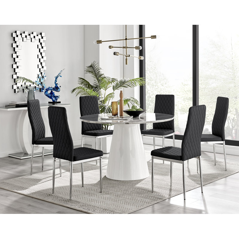Ensemble de table de salle à manger Edward, Noir / argenté