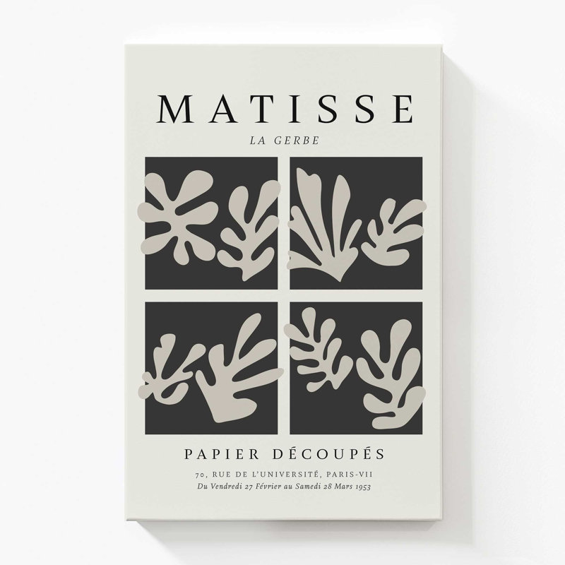 Matisse's La Gerbe Quartet in Black, Wrapped Canvas, 60" H x 40" W x 1.25" D