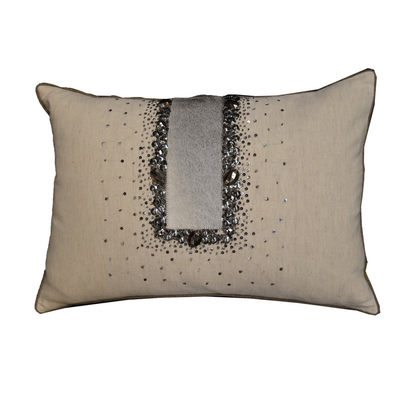 Karia Appliqued Linen Throw Pillow